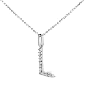 Sterling Silver Diamond Accent "A-Z" Initial Pendant Necklace