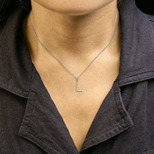 Sterling Silver Diamond Accent "A-Z" Initial Pendant Necklace