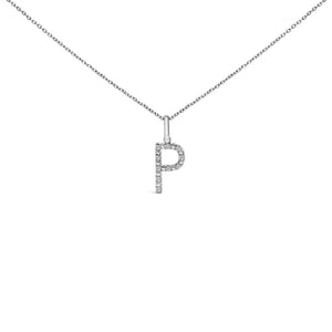 Sterling Silver Diamond Accent "A-Z" Initial Pendant Necklace