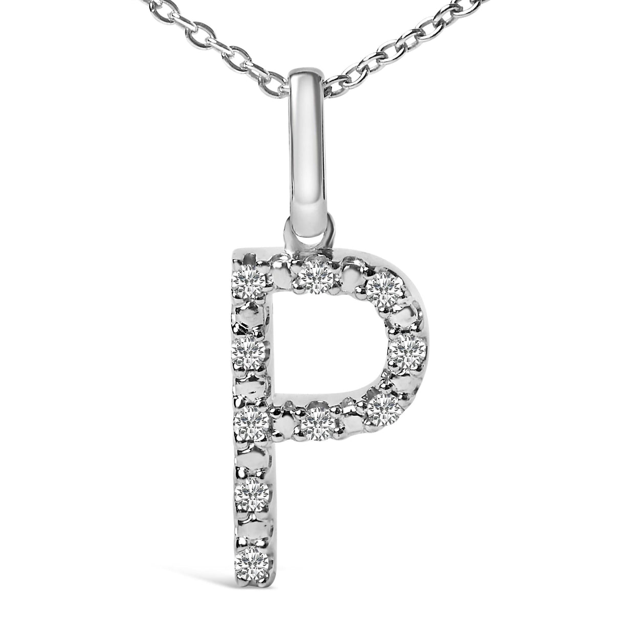 Sterling Silver Diamond Accent "A-Z" Initial Pendant Necklace