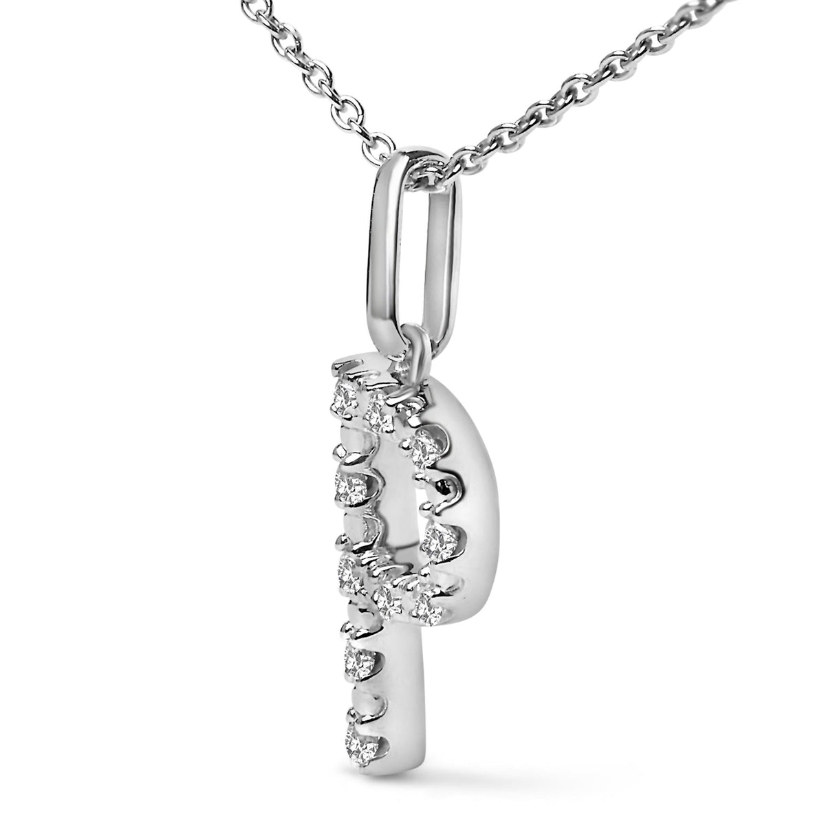 Sterling Silver Diamond Accent "A-Z" Initial Pendant Necklace