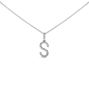 Sterling Silver Diamond Accent "A-Z" Initial Pendant Necklace