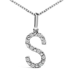 Sterling Silver Diamond Accent "A-Z" Initial Pendant Necklace