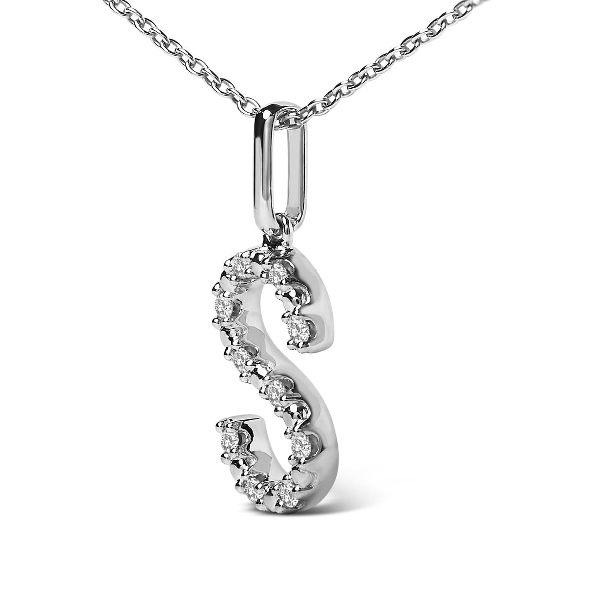Sterling Silver Diamond Accent "A-Z" Initial Pendant Necklace