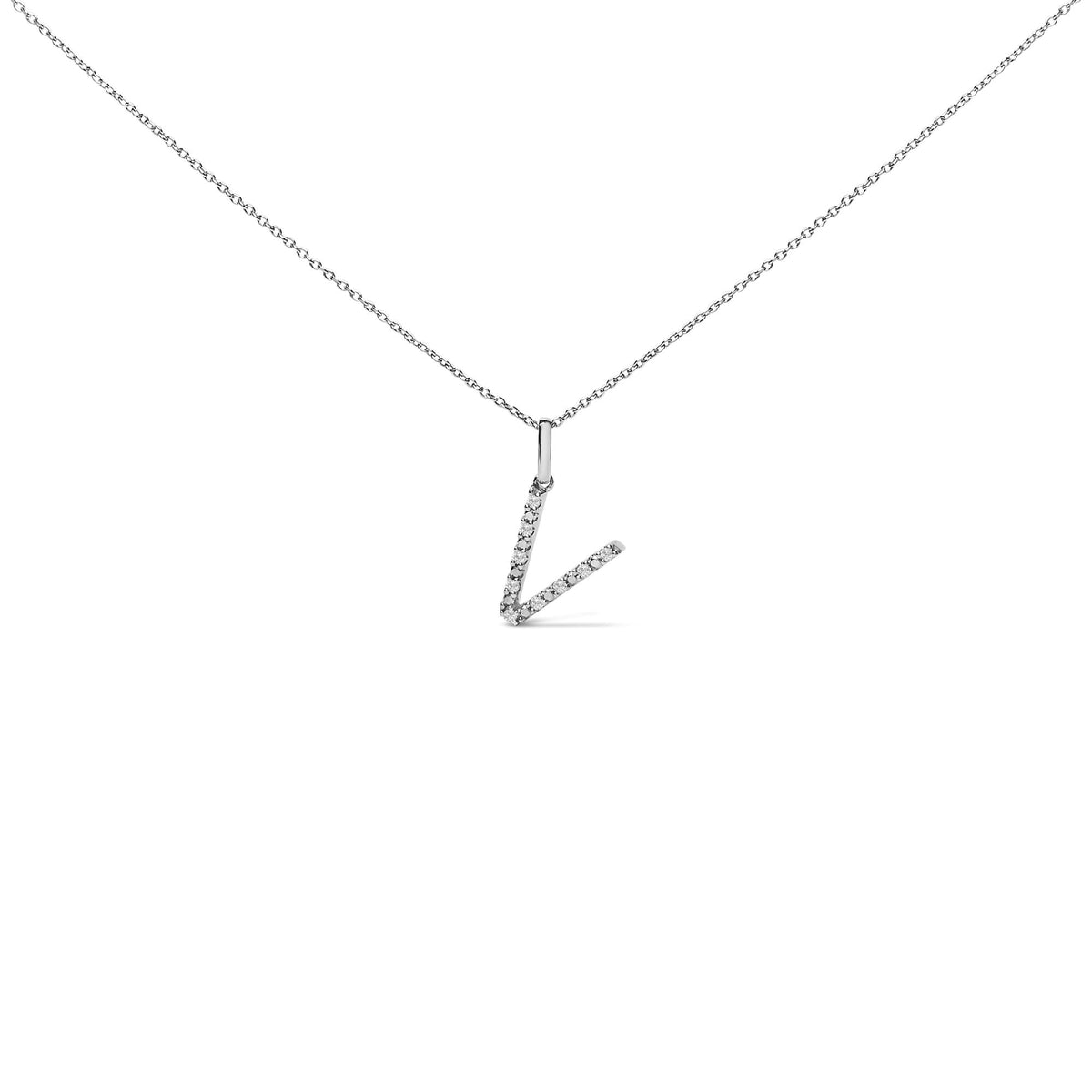 Sterling Silver Diamond Accent "A-Z" Initial Pendant Necklace