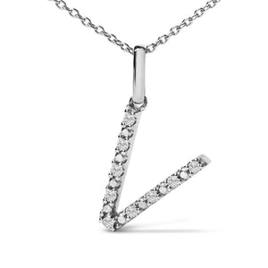 Sterling Silver Diamond Accent "A-Z" Initial Pendant Necklace
