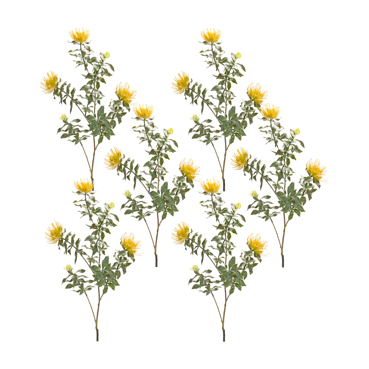 Yellow flocked protea spray (set of 6)