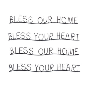 Bless Our Home and Heart Sentiment Decor (Set of 4)