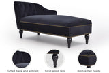 58" Velvet Chaise Lounge with Nailhead Trim and Solid Wood Legs