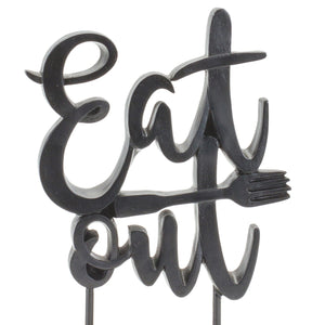 Eat Out Kitchen Sentiment Sign with Wood Base 8.75"H