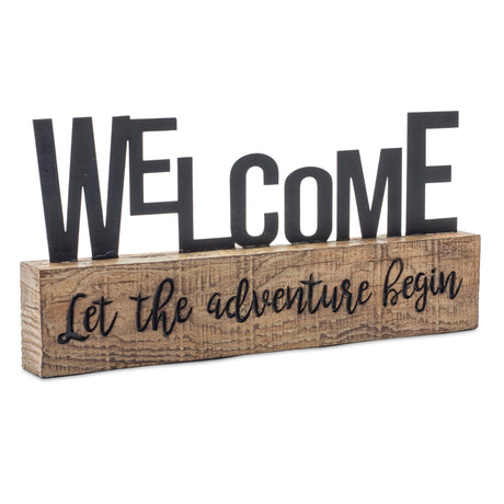 Explore and welcome tabletop sentiment sign (set of 2)
