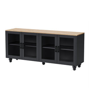 ON-TREND Farmhouse TV Stand with Tempered Glass Doors