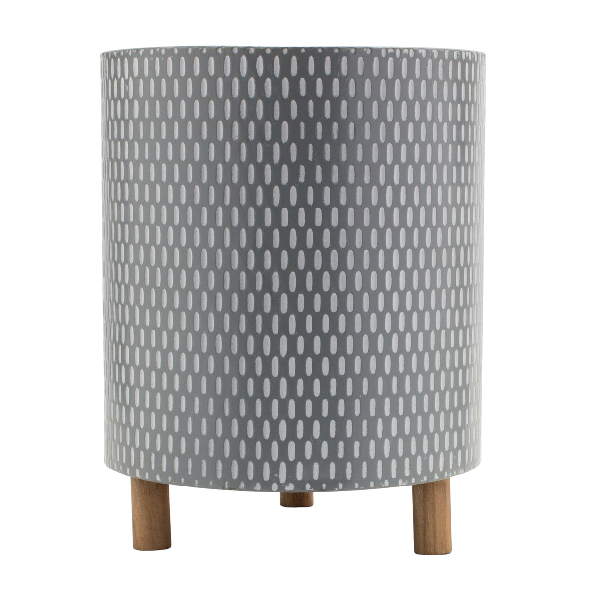 Iron metal planter with geometric design and wood legs (set of 3)
