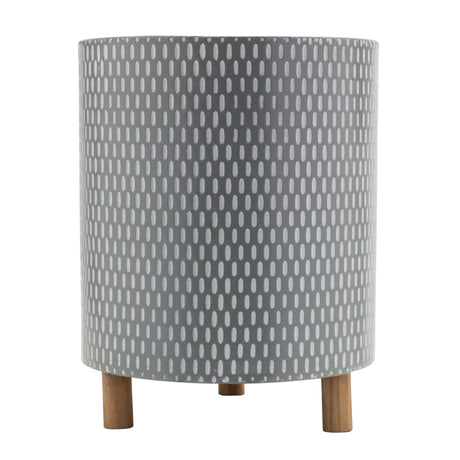 Iron metal planter with geometric design and wood legs (set of 3)