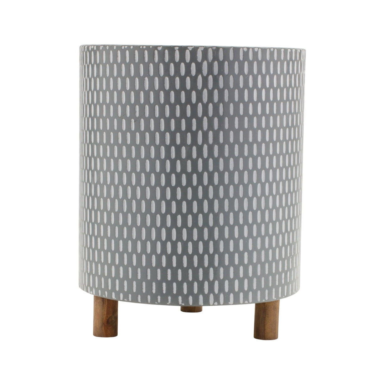 Iron metal planter with geometric design and wood legs (set of 3)