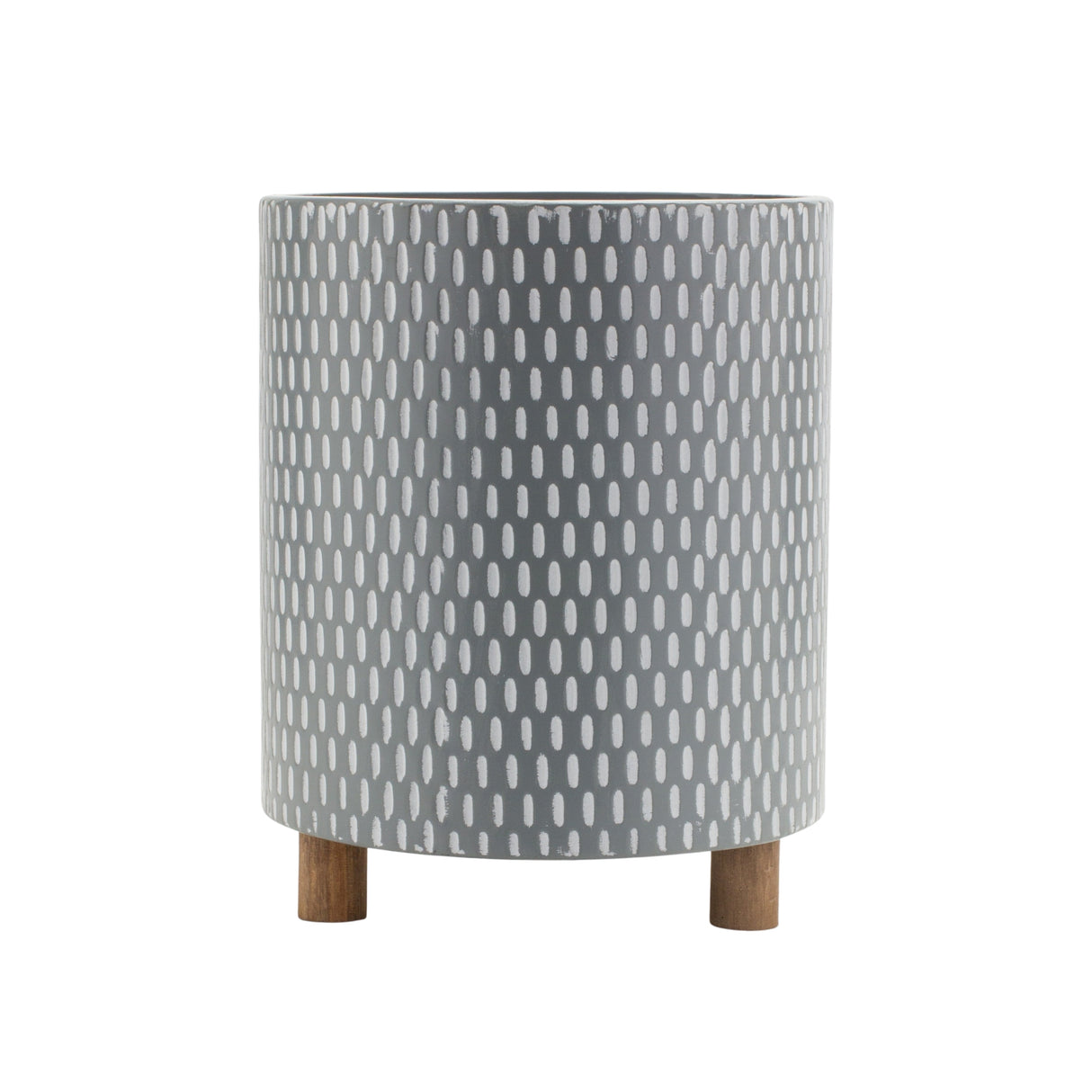 Iron metal planter with geometric design and wood legs (set of 3)