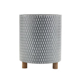 Iron metal planter with geometric design and wood legs (set of 3)