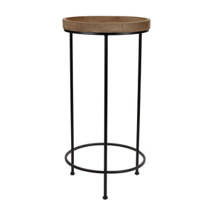 Round Wood and Metal Plant Stand Table (Set of 3)