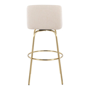 Toriano - Contemporary Fixed Height Barstool With Swivel And Round Footrest (Set of 2)