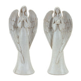 Serene angel figurine with bird accent (set of 2)