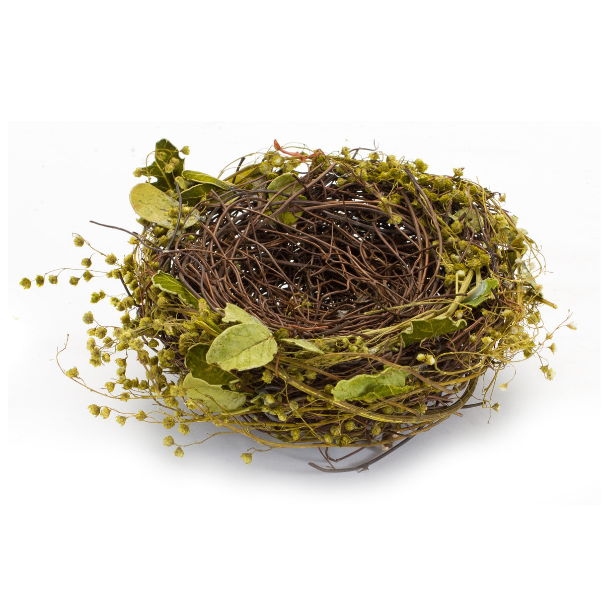 Natural twig bird nest with speckled egg accent (set of 4)