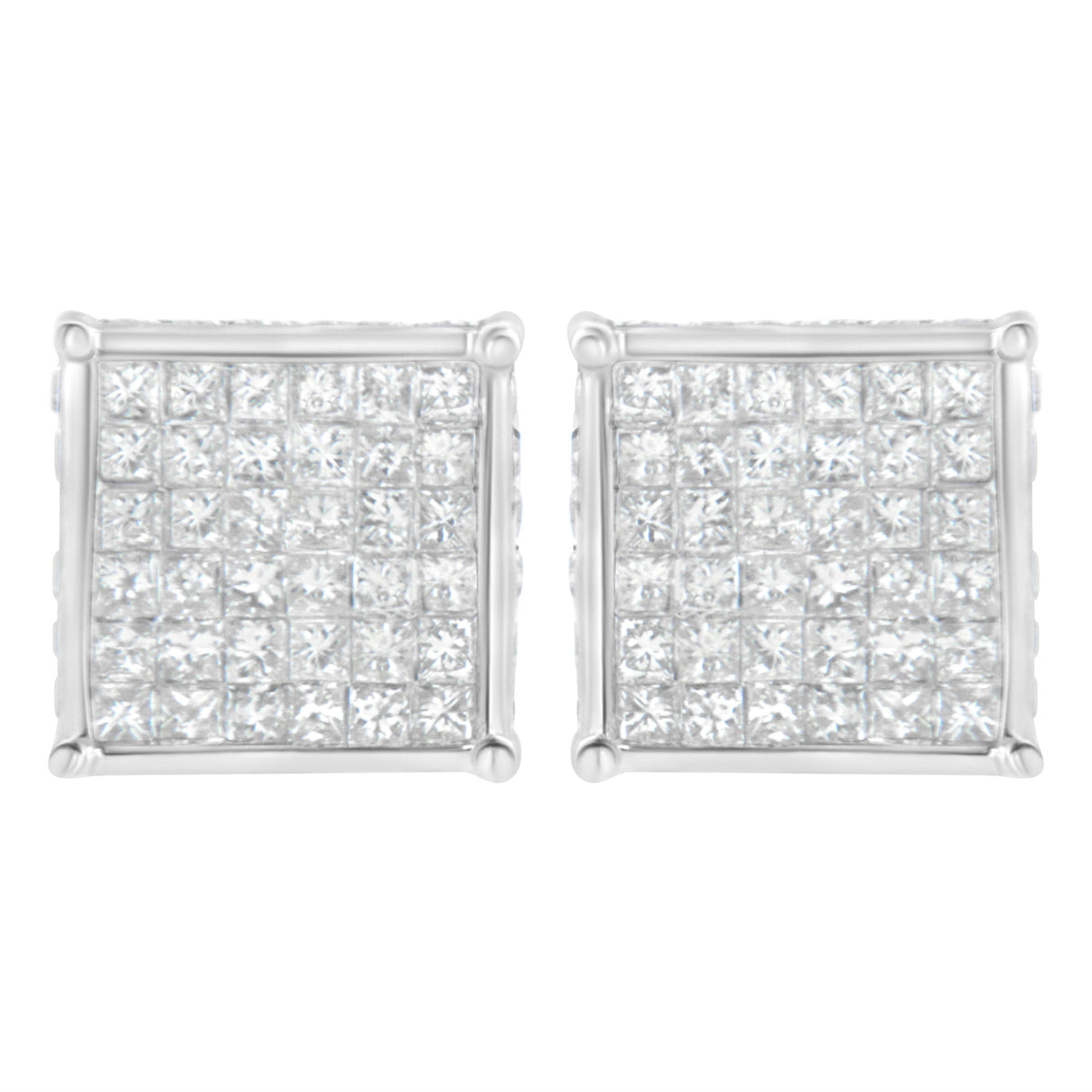 10K White Gold 2ct TDW Princess-Cut Composite Diamond Stud Earring (I-J ,I2-I3)