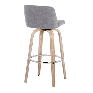 Toriano - Contemporary Fixed Height Barstool With Swivel & Round Footrest (Set of 2)