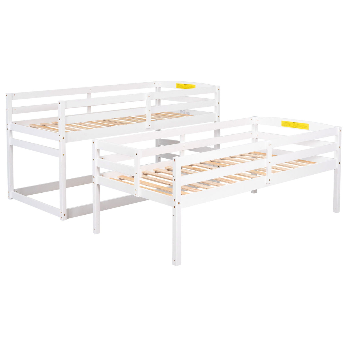 Twin Size Triple Bunk Bed With Storage Staircase, Separate Design - White