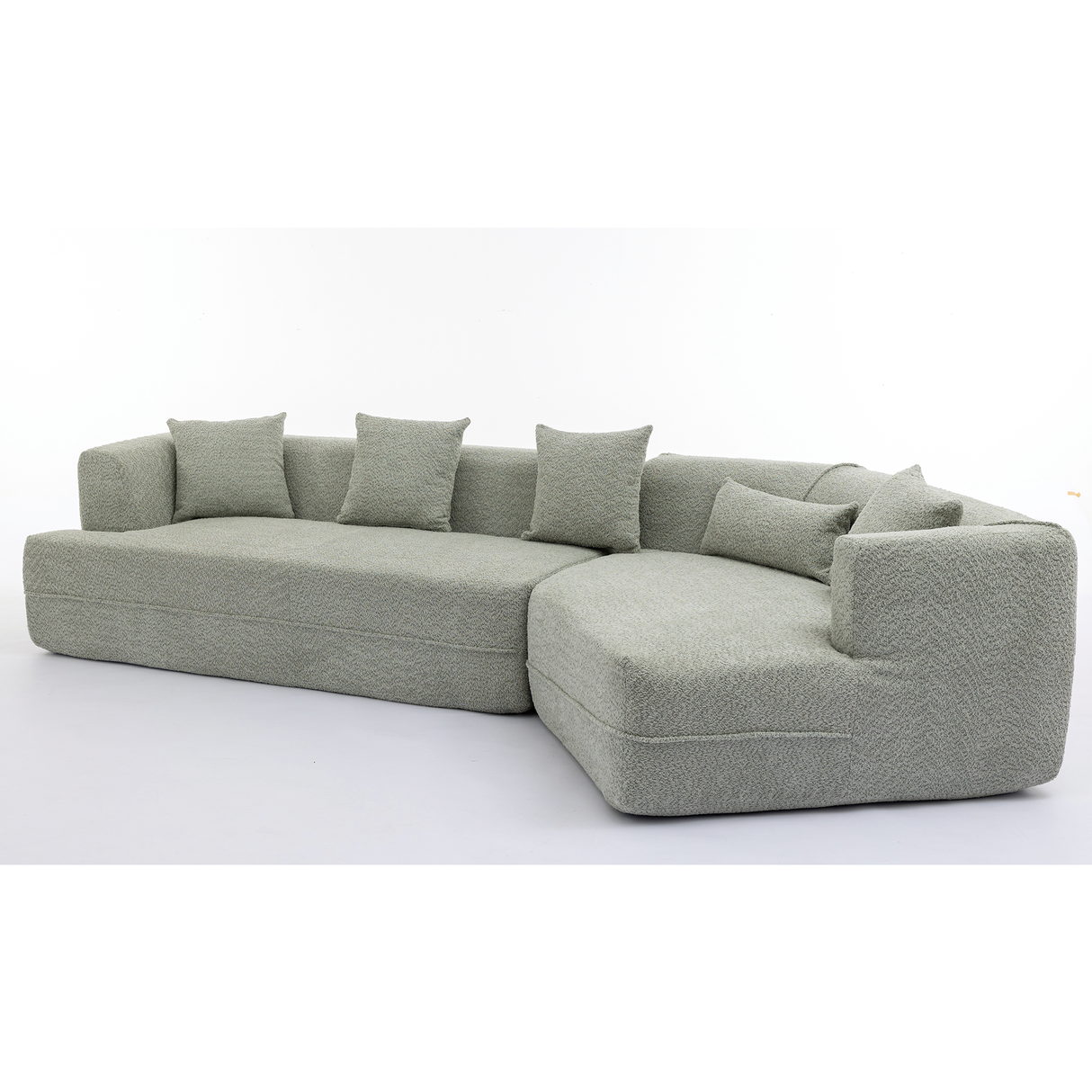 Modular Sofa Modern Minimalist Style Green Upholstered