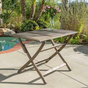 Blissique Outdoor Foldable Wood Dining Table with Slat Design