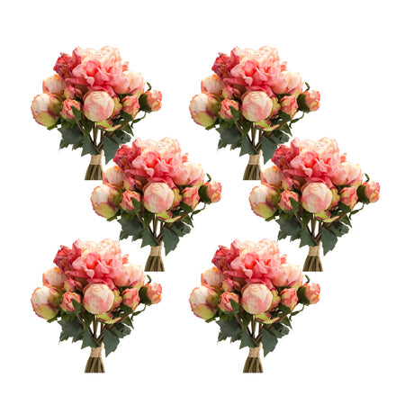 Coral-pink-peony-flower-bouquet-bundle-(set-of-6)-Artificial-Flowering-Plants