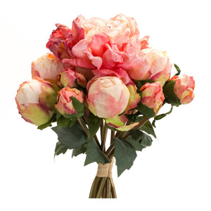 Coral Pink Peony Flower Bouquet Bundle (Set of 6)