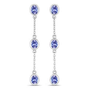 1.98 Carat Genuine Tanzanite .925 Sterling Silver Earrings