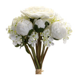 Ivory peony and hydrangea flower bouquet (set of 6)