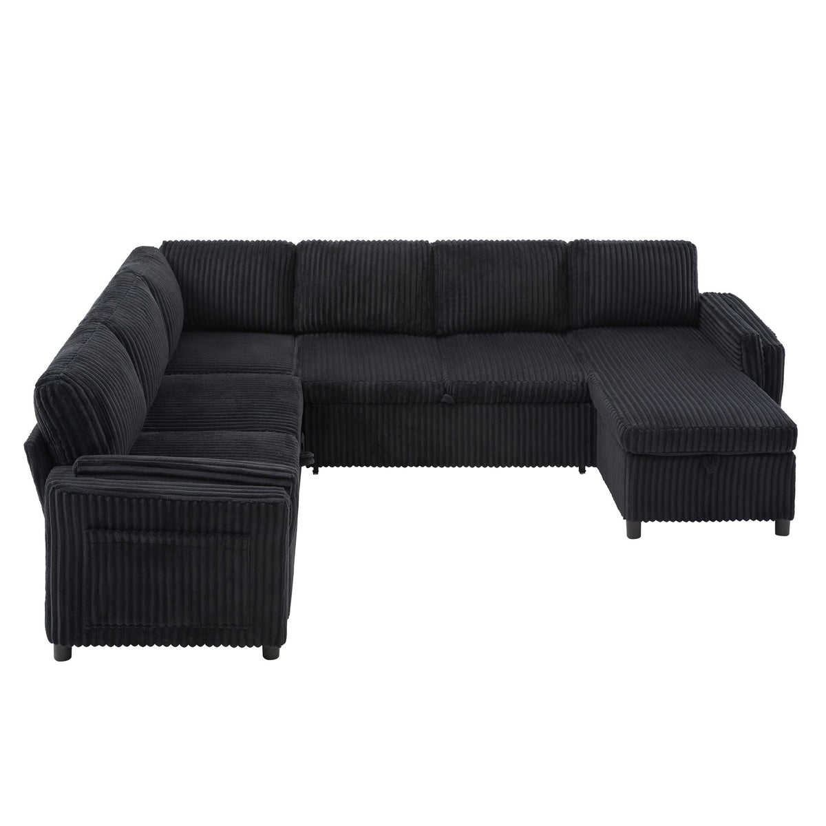 Convertible U-Shaped Sectional Sofa Bed With USB Ports And Storage