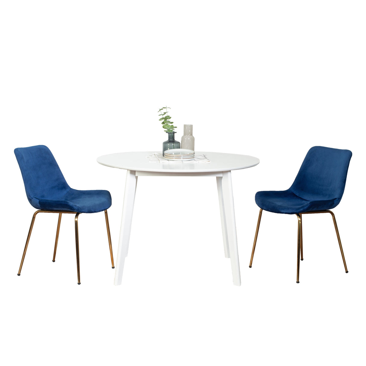 Aufurr Contemporary 3-Piece Dining Set White Round Dining Table with 2 Chairs