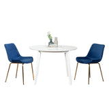 Aufurr Contemporary 3-Piece Dining Set White Round Dining Table with 2 Chairs