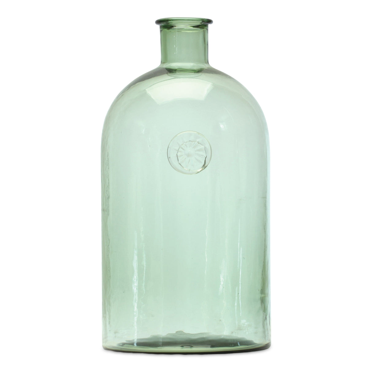 Sage glass bottle neck vase 12"h