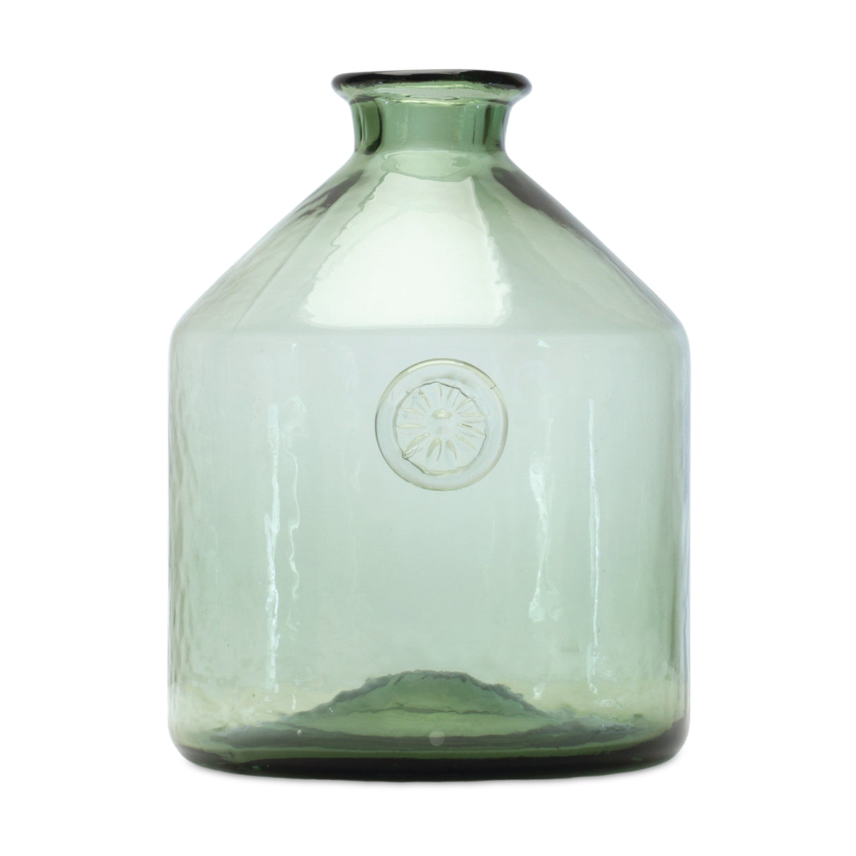 Sage glass bottle neck vase 9"h