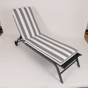 2-Piece Outdoor Chaise Lounge Cushion Set, Grey/White