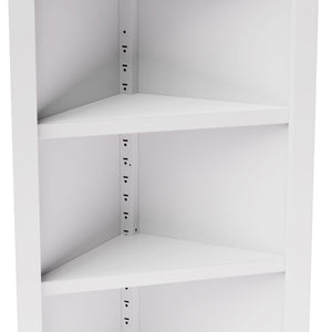 Tall Corner Storage Cabinet With 2 Doors, 5-Tier With Adjustable Shelve, Freestanding - White