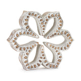 Stone Beaded Flower Shelf Sitter with White Washed Finish (Set of 3)