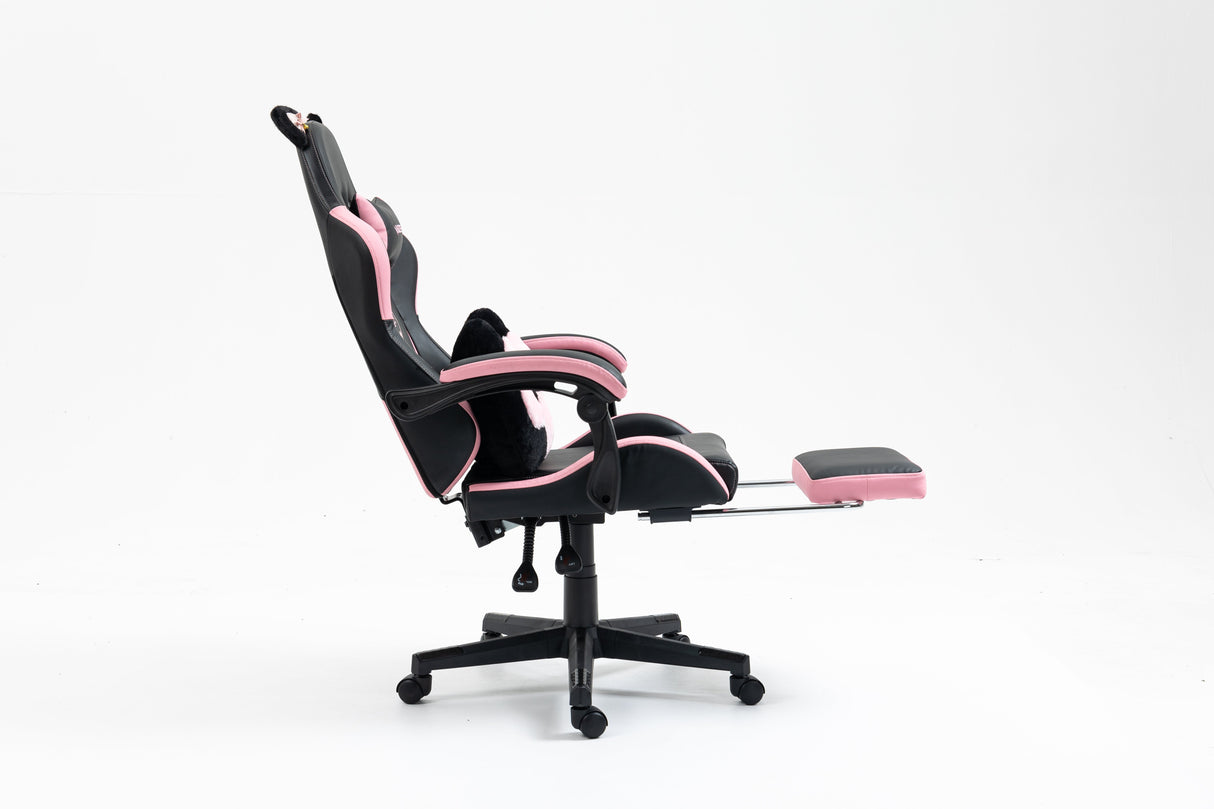 Cute Cat Gaming Chair with Paw Lumbar Cushion