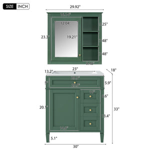 Bathroom Vanity With Top Sink, Storage Cabinet, And Mirror Cabinet