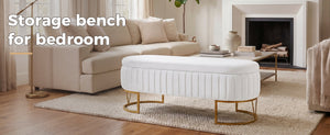 Storage Bench Bedroom Bench with Golden Metal Legs