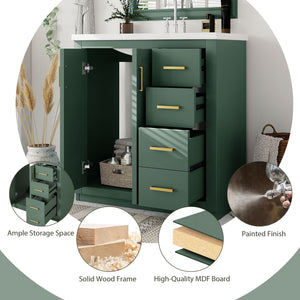 Bathroom Vanity With Sink, Storage Cabinet, Freestanding Set With 3 Drawers & Soft Closing Doors