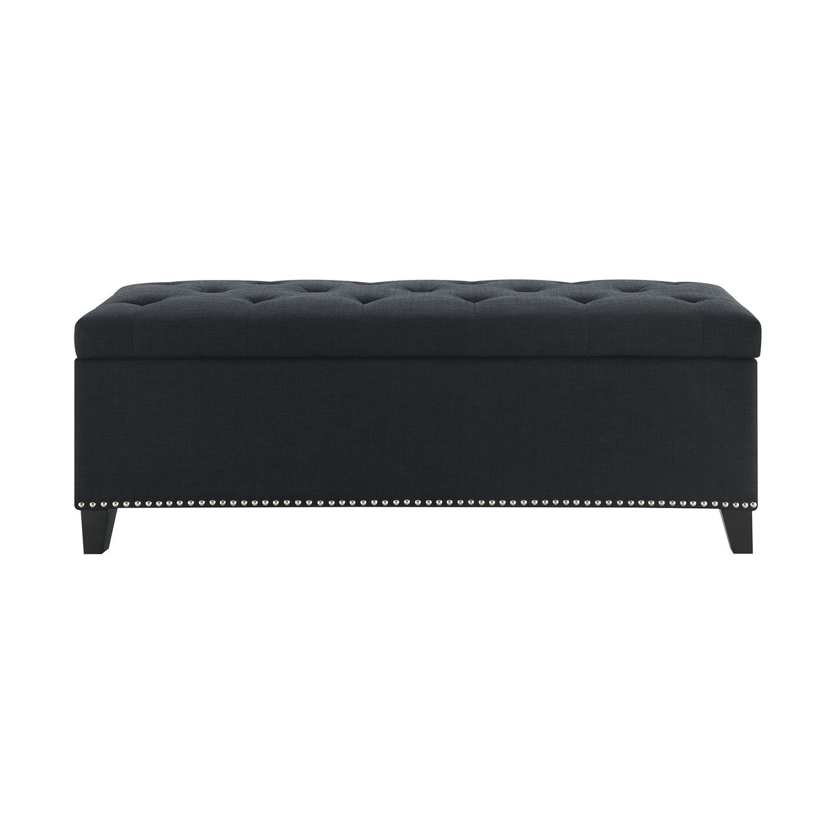 Button-Tufted Storage Ottoman With Safety Close Hinge
