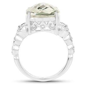 6.74 Carat Genuine Green Amethyst .925 Sterling Silver Ring