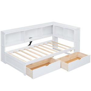 Daybed With 2 Storage Drawers, Storage Cabinets, USB Ports