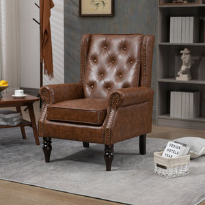 Modern Accent Armchair With Sturdy Wood Legs